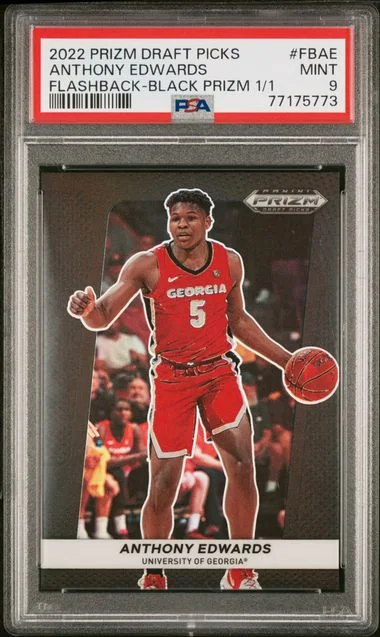 2022-23 Panini Prizm Fbae Anthony Edwards Flashback Black Prizm #1/1 card image