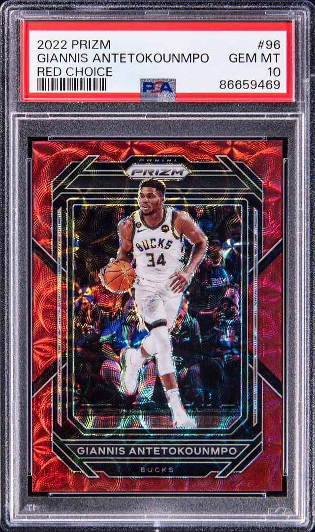 2022-23 Panini Prizm Giannis Antetokounmpo Gold Shimmer Prizm 1st Off The Line (FOTL) #96 card image