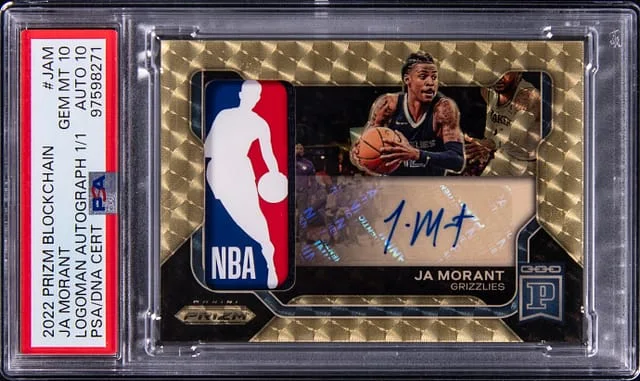 2022-23 Panini Prizm Ja Morant Blockchain Logoman Autographs #PBC-JAM card image