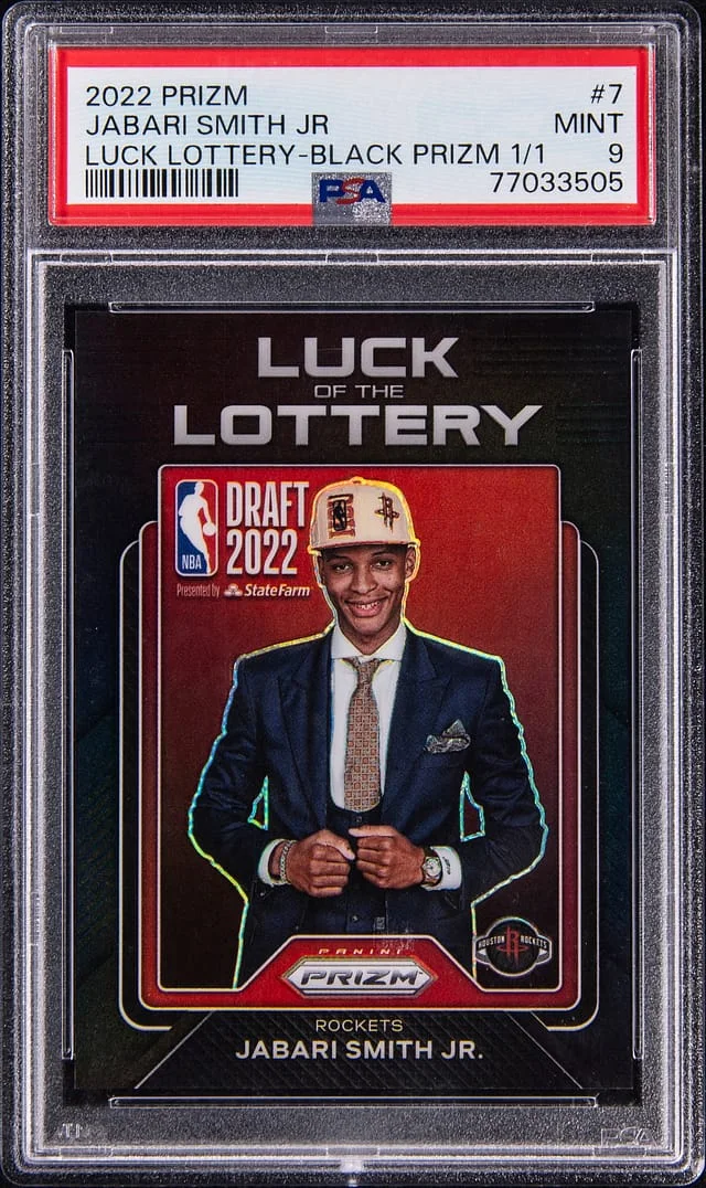 2022-23 Panini Prizm Jabari Smith Jr. Luck of the Lottery Black Prizm #7 card image