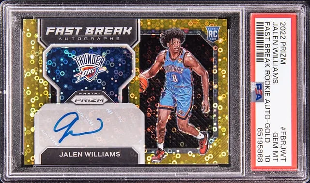 2022-23 Panini Prizm Jalen Williams Fast Break Autograph Gold #FBRJWT card image