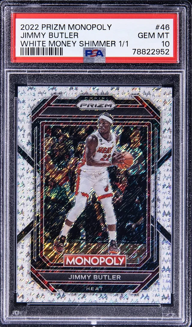 2022-23 Panini Prizm Jimmy Butler Monopoly White Money Shimmer #46 card image