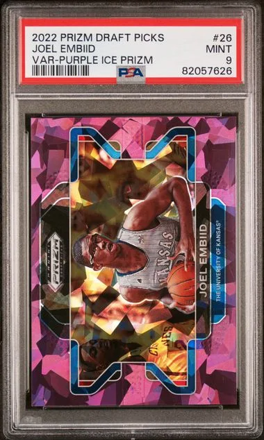 2022-23 Panini Prizm Joel Embiid Variation-Purple Ice Prizm #26 card image