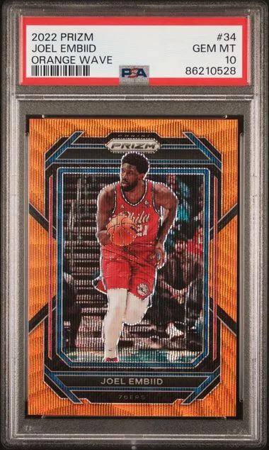 2022-23 Panini Prizm Joel Embiid Orange Wave #34 card image