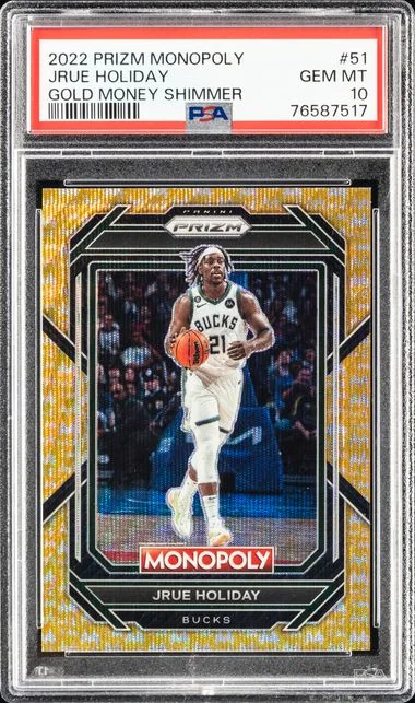 2022-23 Panini Prizm Jrue Holiday Monopoly Gold Wave Money #51 card image