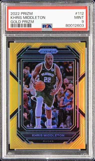 2022-23 Panini Prizm Khris Middleton ‚PSA Gold Prizm #112 card image