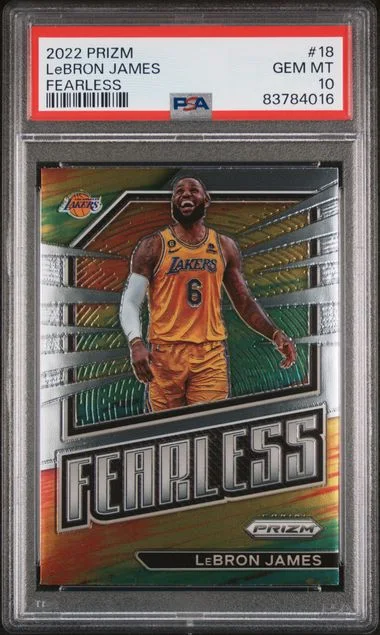 2022-23 Panini Prizm LeBron James Fearless #18 card image