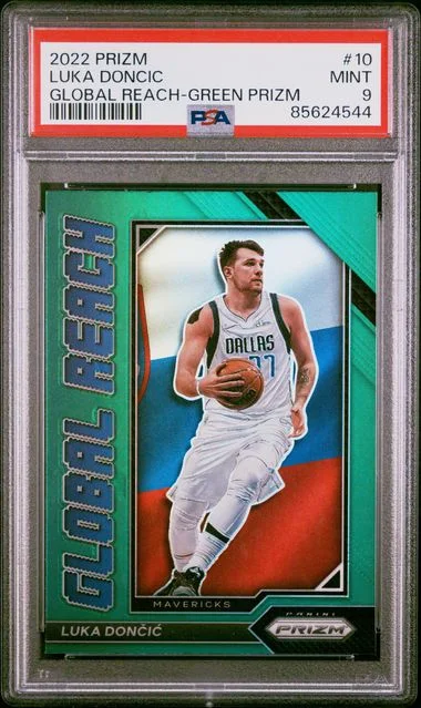 2022-23 Panini Prizm Luka Doncic Global Reach Green Prizm #10 card image