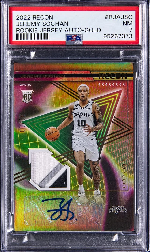2022-23 Panini Recon Jeremy Sochan Jersey Autograph Gold #RJA-JSC card image
