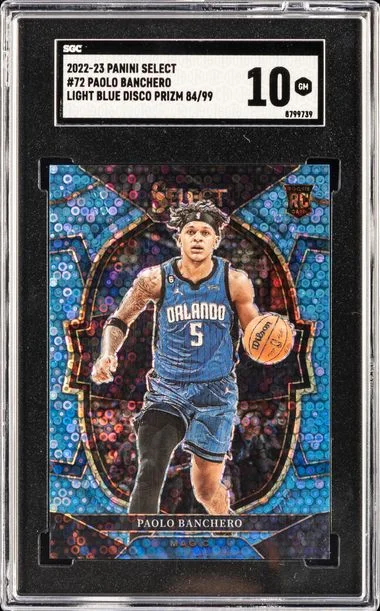 2022-23 Panini Select 72 Paolo Banchero Light Blue Disco Prizm #84/99 card image