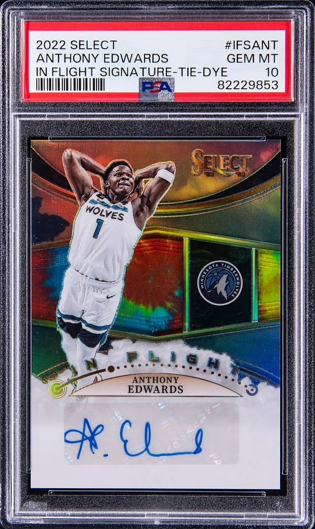 2022-23 Panini Select Anthony Edwards In Flight Signatures Tie-Dye #IFSANT card image