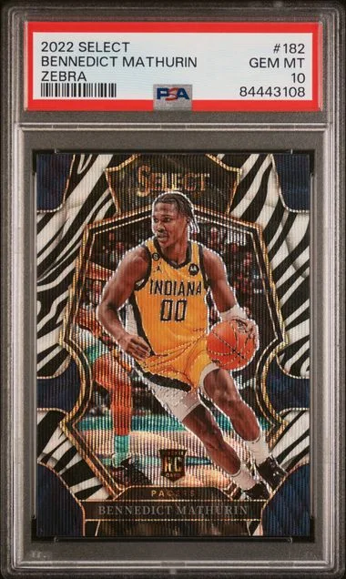 2022-23 Panini Select Bennedict Mathurin Tie Dye Die-Cut #182 card image