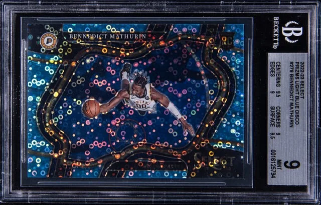 2022-23 Panini Select Bennedict Mathurin Light Blue Disco Prizm #279 card image