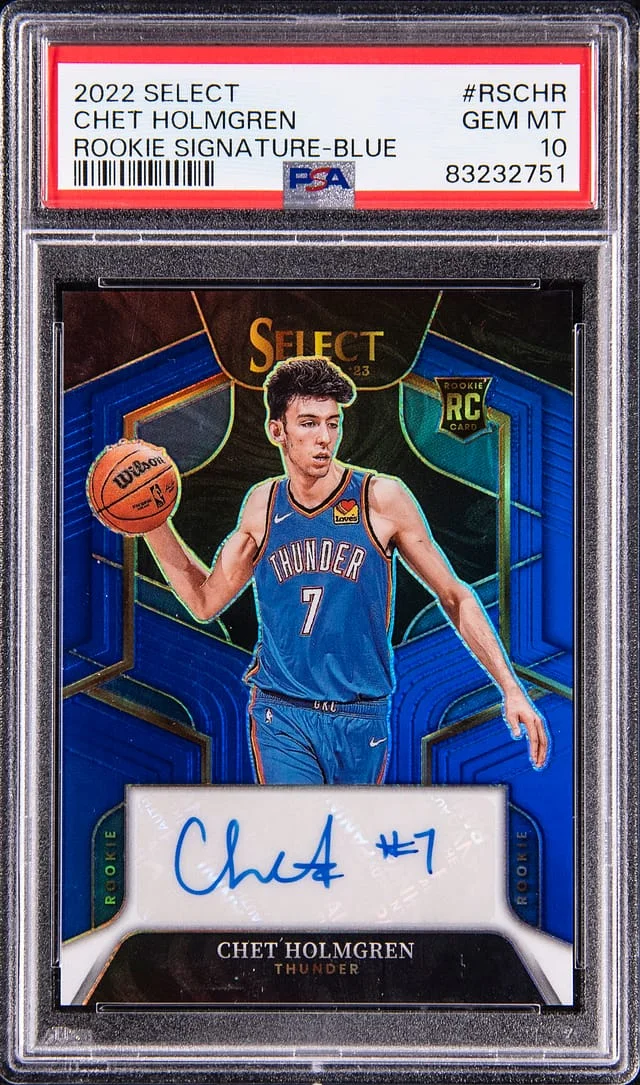2022-23 Panini Select Chet Holmgren Signature Blue #RS-CHR card image