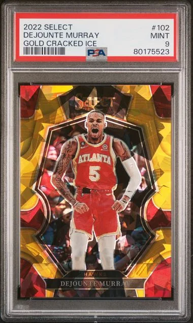 2022-23 Panini Select Dejounte Murray Gold Cracked Ice #102 card image