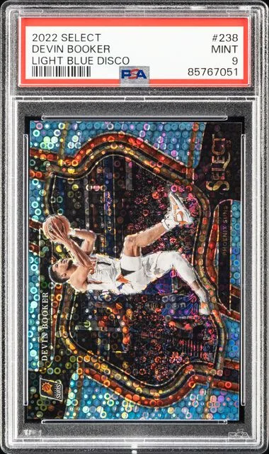 2022-23 Panini Select Devin Booker Light Blue Disco #238 card image