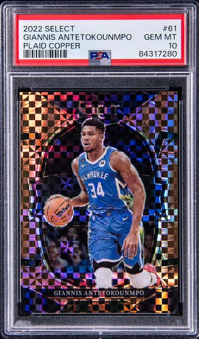 2022-23 Panini Select Giannis Antetokounmpo Plaid Copper #61 card image