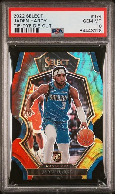 2022-23 Panini Select Jaden Hardy Tie-Dye Die-Cut #174 card image