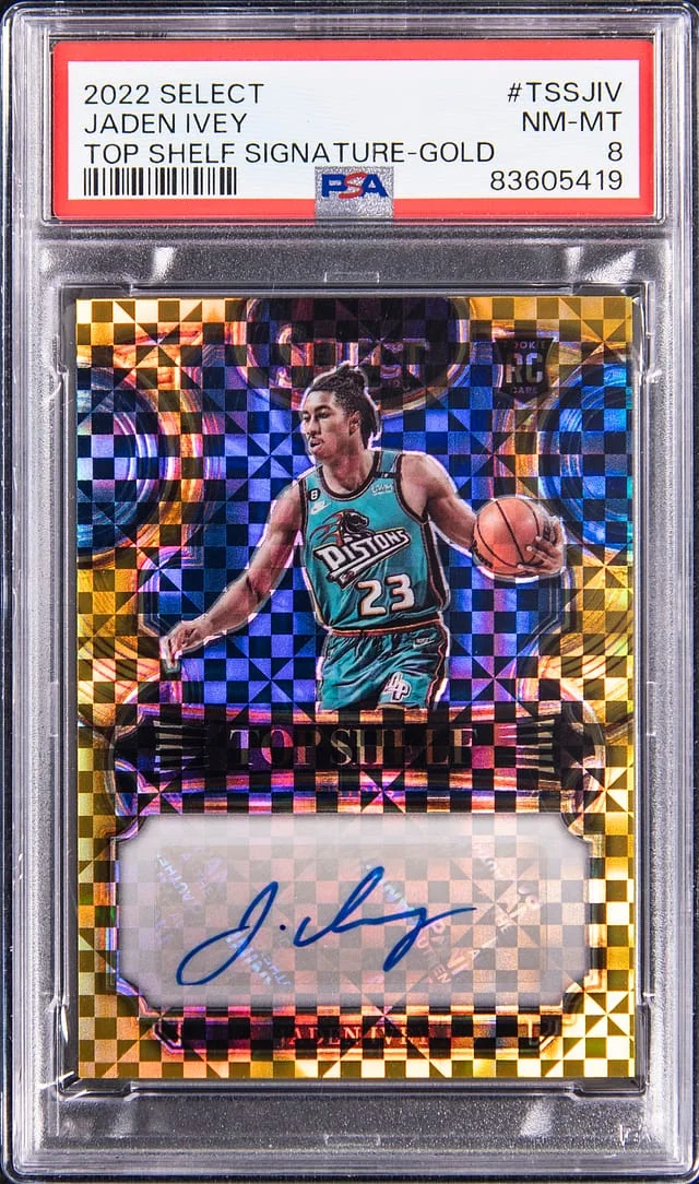 2022-23 Panini Select Jaden Ivey Top Shelf Signatures Gold Prizm #TSS-JIV card image