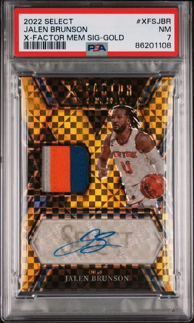 2022-23 Panini Select Jalen Brunson X-Factor Memorabilia Signature Gold #XFS-JBR card image