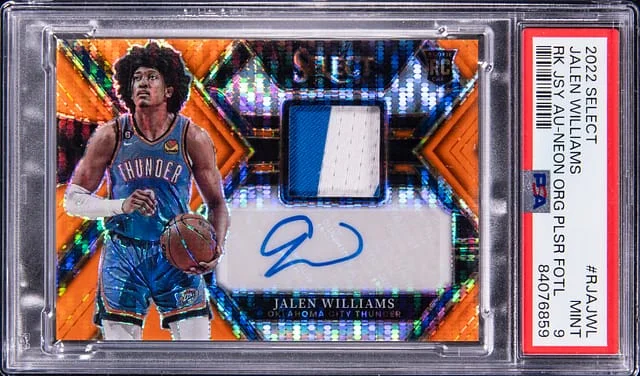 2022-23 Panini Select Jalen Williams Jersey Autograph-Neon Orange Pulsar FOTL #RJAJWL card image