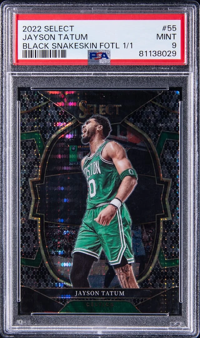 2022-23 Panini Select Jayson Tatum Black Snakeskin Prizm 1st Off the Line (FOTL) #55 card image