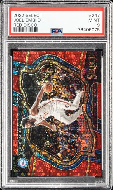 2022-23 Panini Select Joel Embiid Red Disco #247 card image