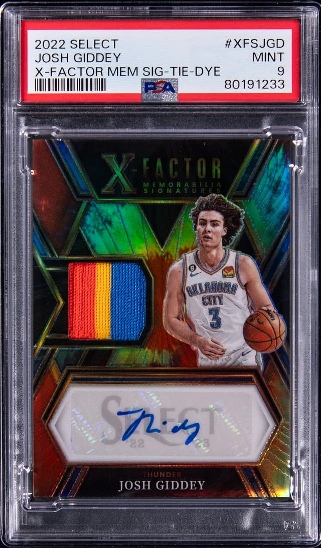 2022-23 Panini Select Josh Giddey X-Factor Memorabilia Signature Tie-Dye #XFS-JGD card image
