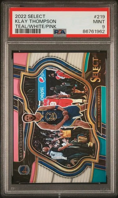 2022-23 Panini Select Klay Thompson Teal/White/Pink #219 card image