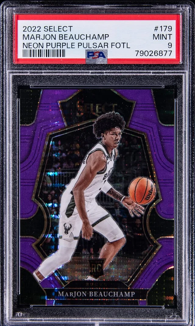 2022-23 Panini Select Marjon Beauchamp Neon Purple Pulsar FOTL #179 card image