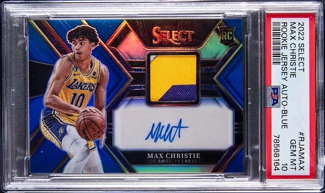 2022-23 Panini Select Max Christie Jersey Autographs Blue #RJA-MAX card image