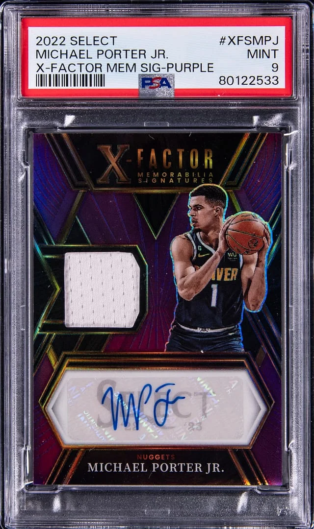 2022-23 Panini Select Michael Porter Jr. X-Factor Memorabilia Signature Purple #XFS-MPJ card image