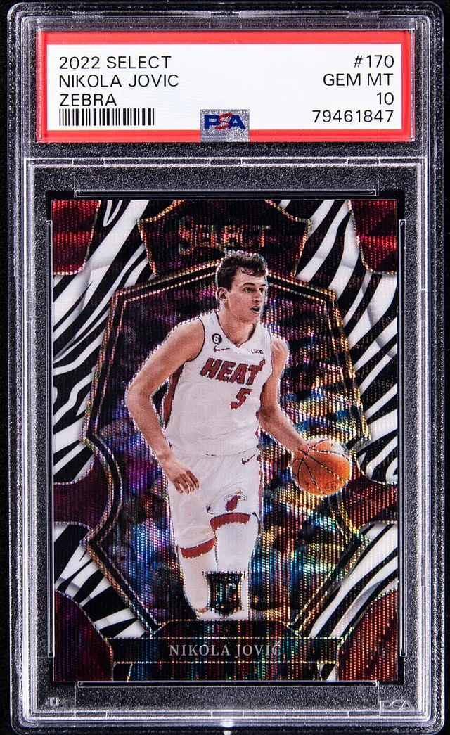 2022-23 Panini Select Nikola Jovic Zebra Prizm #170 card image