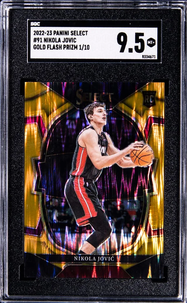 2022-23 Panini Select Nikola Jovic Gold Flash Prizm #91 card image