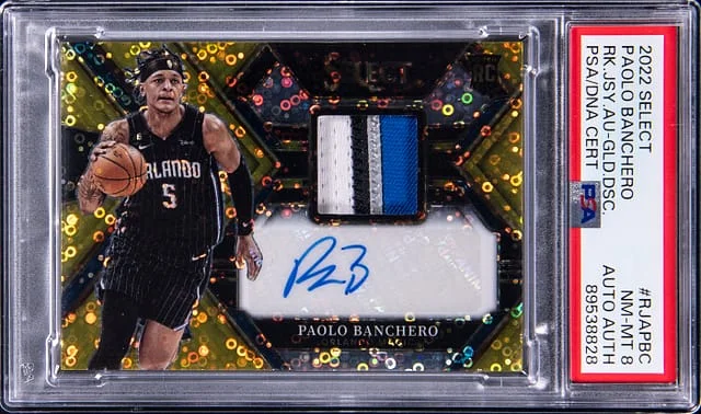 2022-23 Panini Select Paolo Banchero Jersey Autograph Gold Disco #RJAPBC card image
