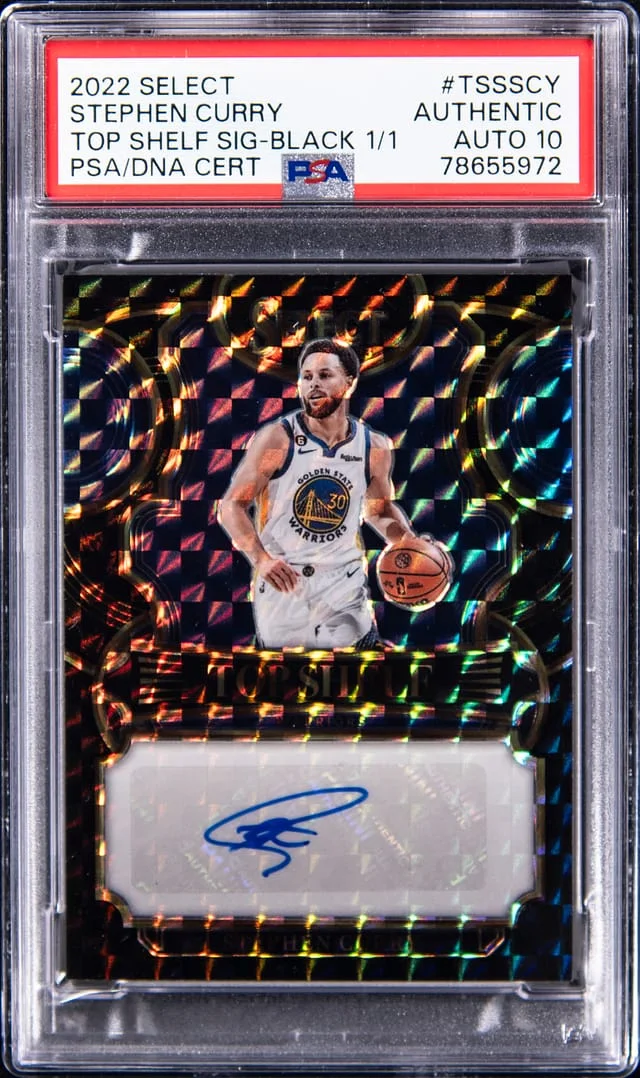 2022-23 Panini Select Stephen Curry Top Shelf Signature Gold Prizm #TSS-SCY card image