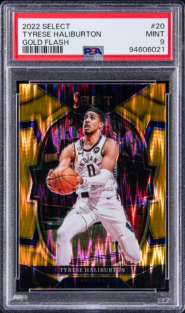 2022-23 Panini Select Tyrese Haliburton Gold Flash Prizm #20 card image