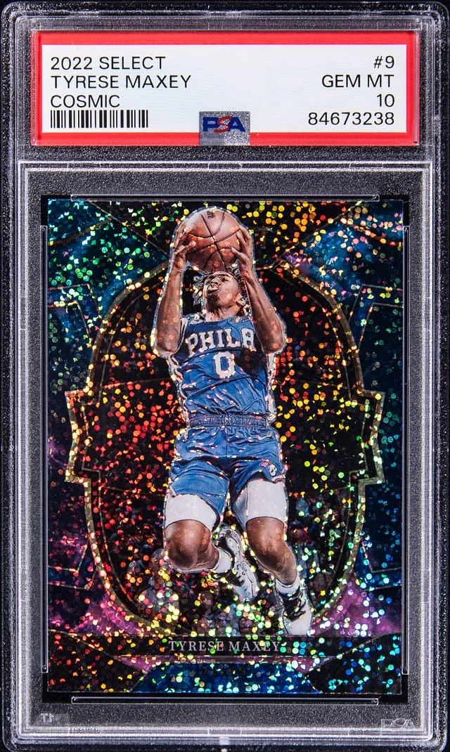 2022-23 Panini Select Tyrese Maxey Cosmic #9 card image