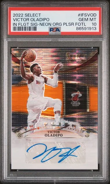 2022-23 Panini Select Victor Oladipo In Flight Signatures Neon Orange Pulsar FOTL #IFS-VOD card image