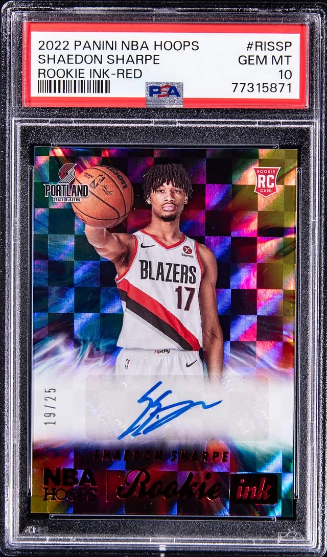 2022-23 Panini Shaedon Sharpe NBA Hoops Ink Red #RI-SSP card image