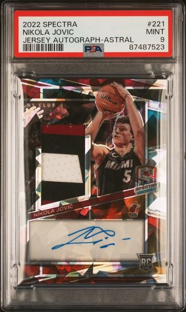 2022-23 Panini Spectra Nikola Jovic Jersey Autograph-Astral #221 card image