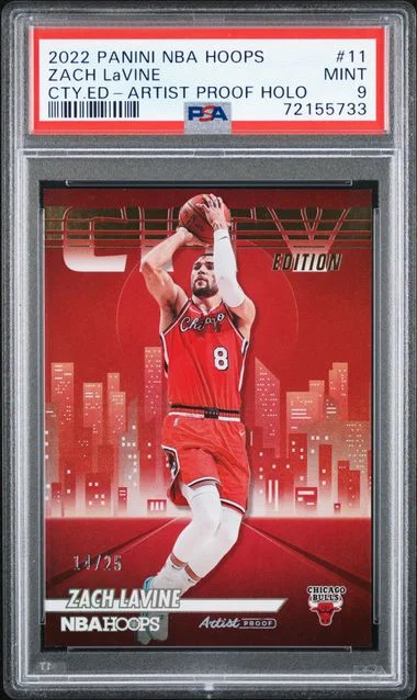 2022-23 Panini Zach Lavine NBA Hoops City Edition Artist Proof Holo #11 card image