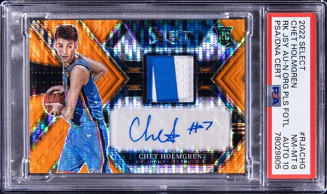 2022-23 Select Chet Holmgren Jersey Autograph - Orange Pulsar FOTL #RJACHG card image