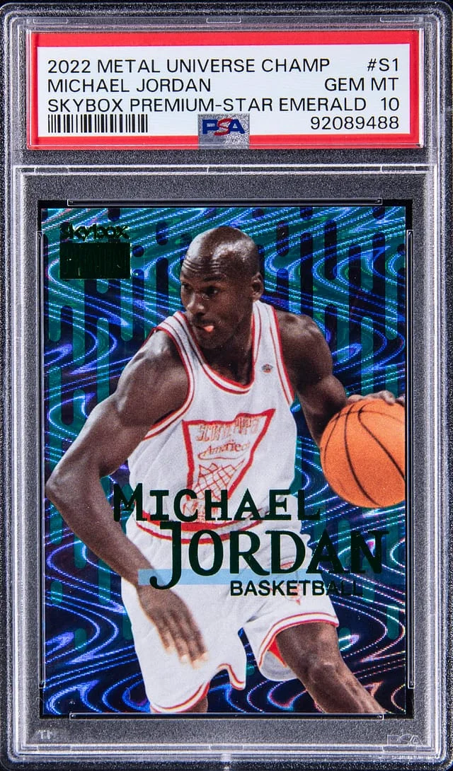 2022-23 SkyBox Metal Universe Champions Michael Jordan SkyBox Premium Star Emerald #S1 card image