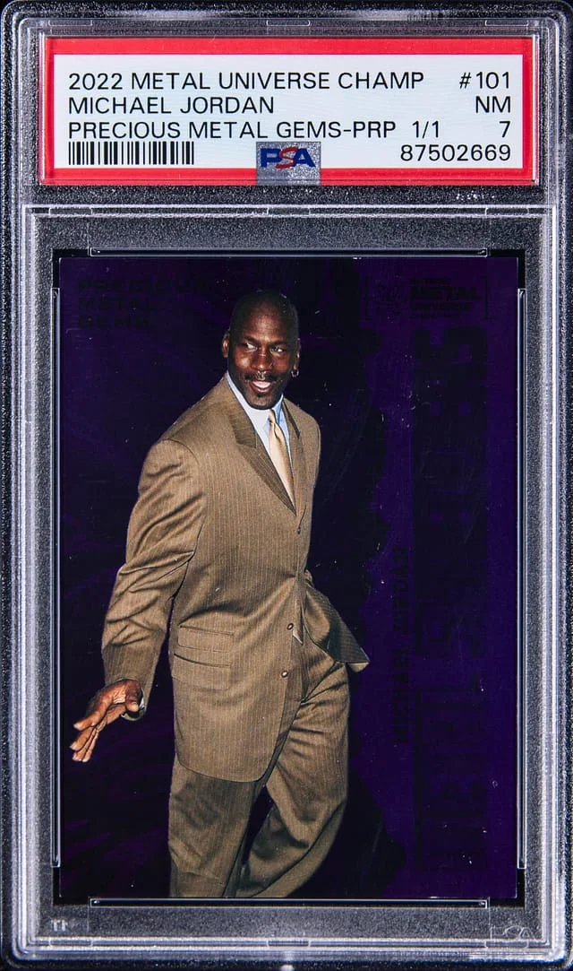 2022-23 SkyBox Metal Universe Michael Jordan Precious Metal Gems (PMG) Purple #101 card image