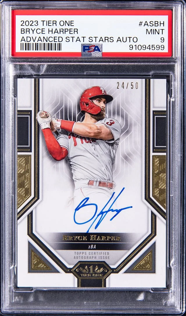 2022-23 Topps Bryce Harper Tier One Advanced Stat Stars Auto #AS-BH card image