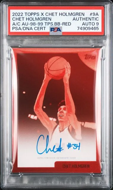 2022-23 Topps Chet Holmgren X The Art Collection Autographs 1998-99 Topps Basketball-Red #9A card image