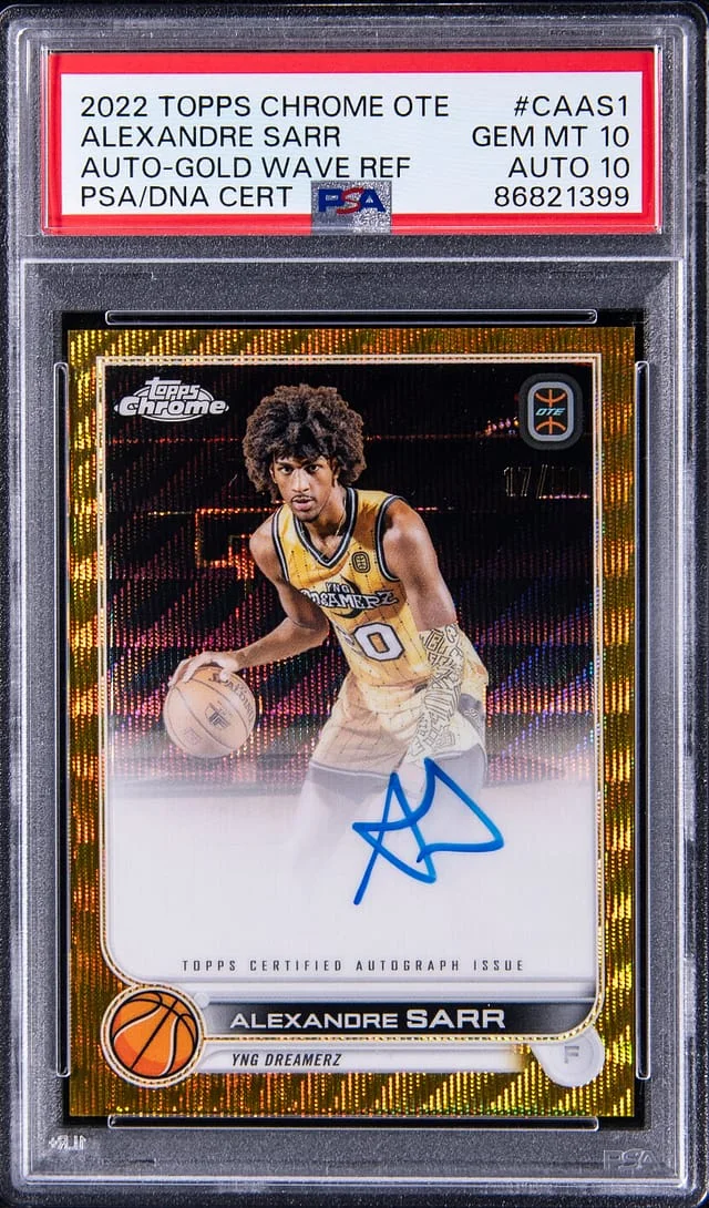 2022-23 Topps Chrome Alexandre Sarr Overtime Elite Autographs Gold Wave Refractor #CA-AS1 card image