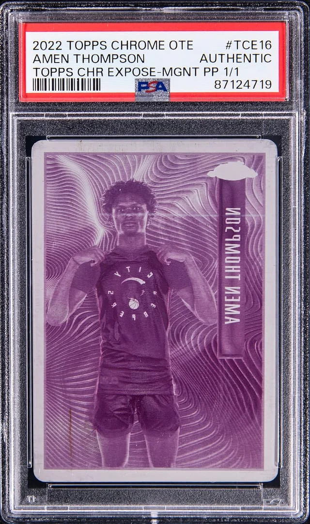 2022-23 Topps Chrome Amen Thompson OTE Topps Chrome Expose-Magenta Printing Plate 1/1 #TCE16 card image