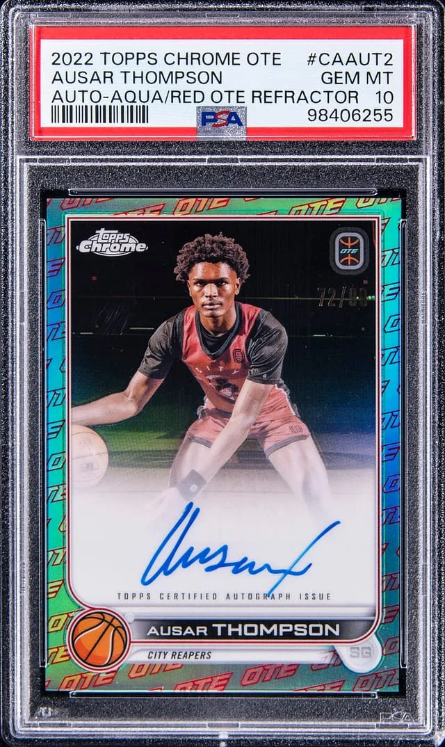 2022-23 Topps Chrome Ausar Thompson OTE Autograph Aqua/Red OTE Refractor #CA-AUT2 card image